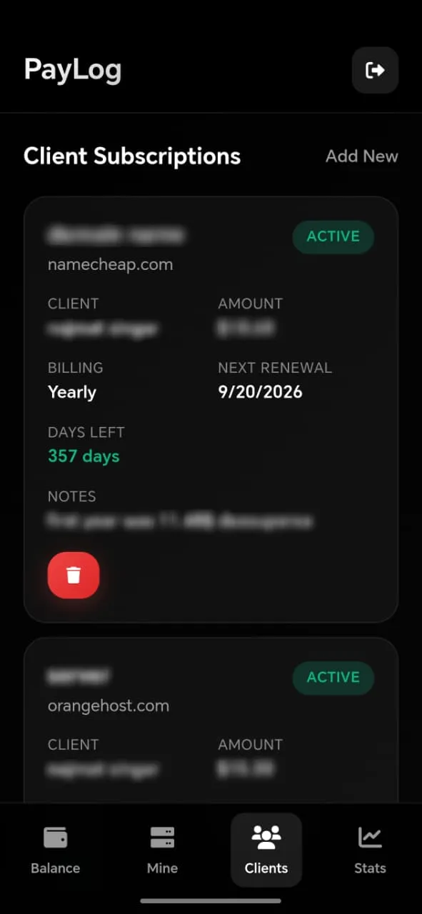 Client subscriptions